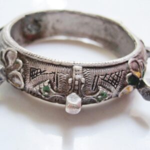 Amazigh Vintage Silver Knob Yellow Bracelet From Morocco