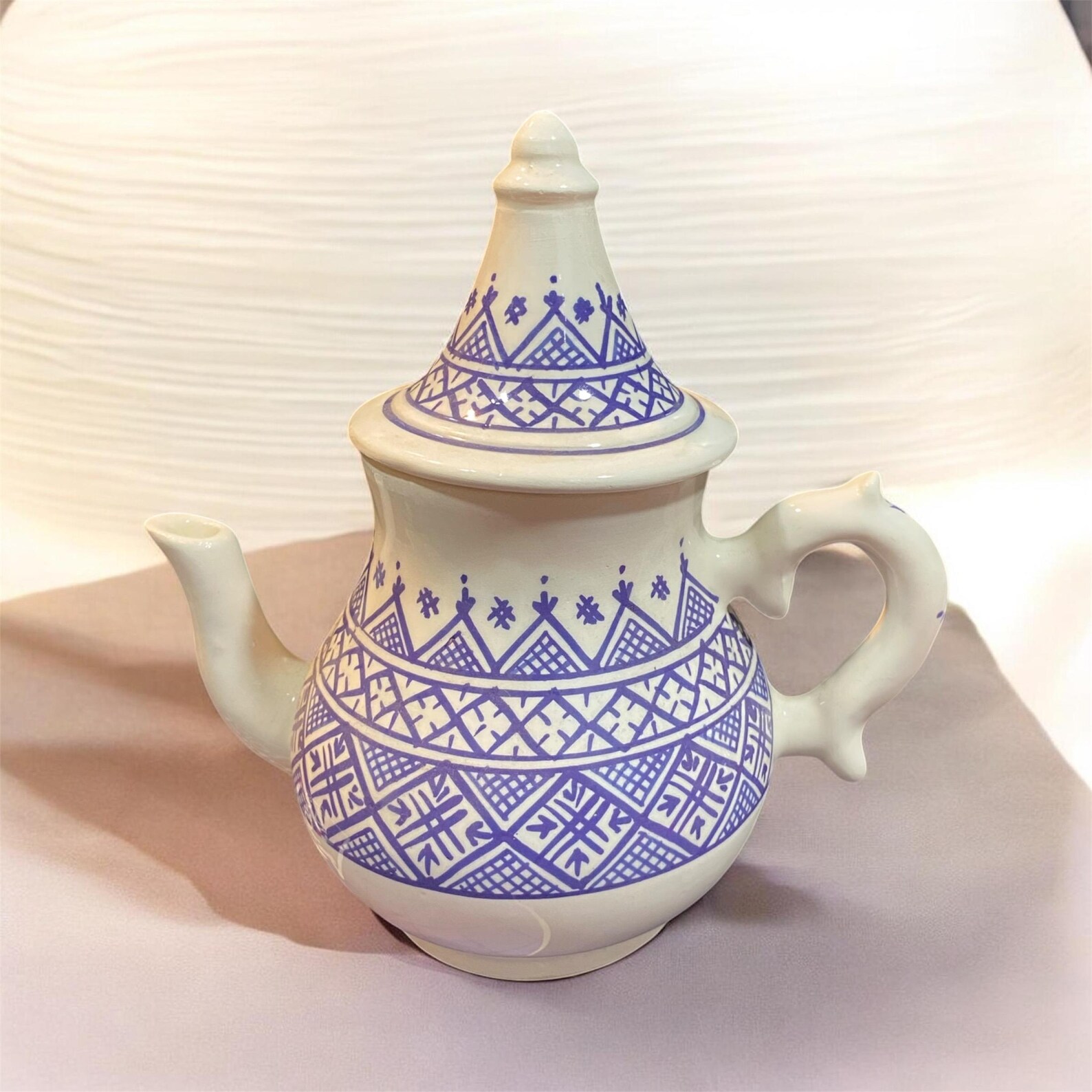 Berber Handmade Teapot Traditional Design White Ceramic Piece