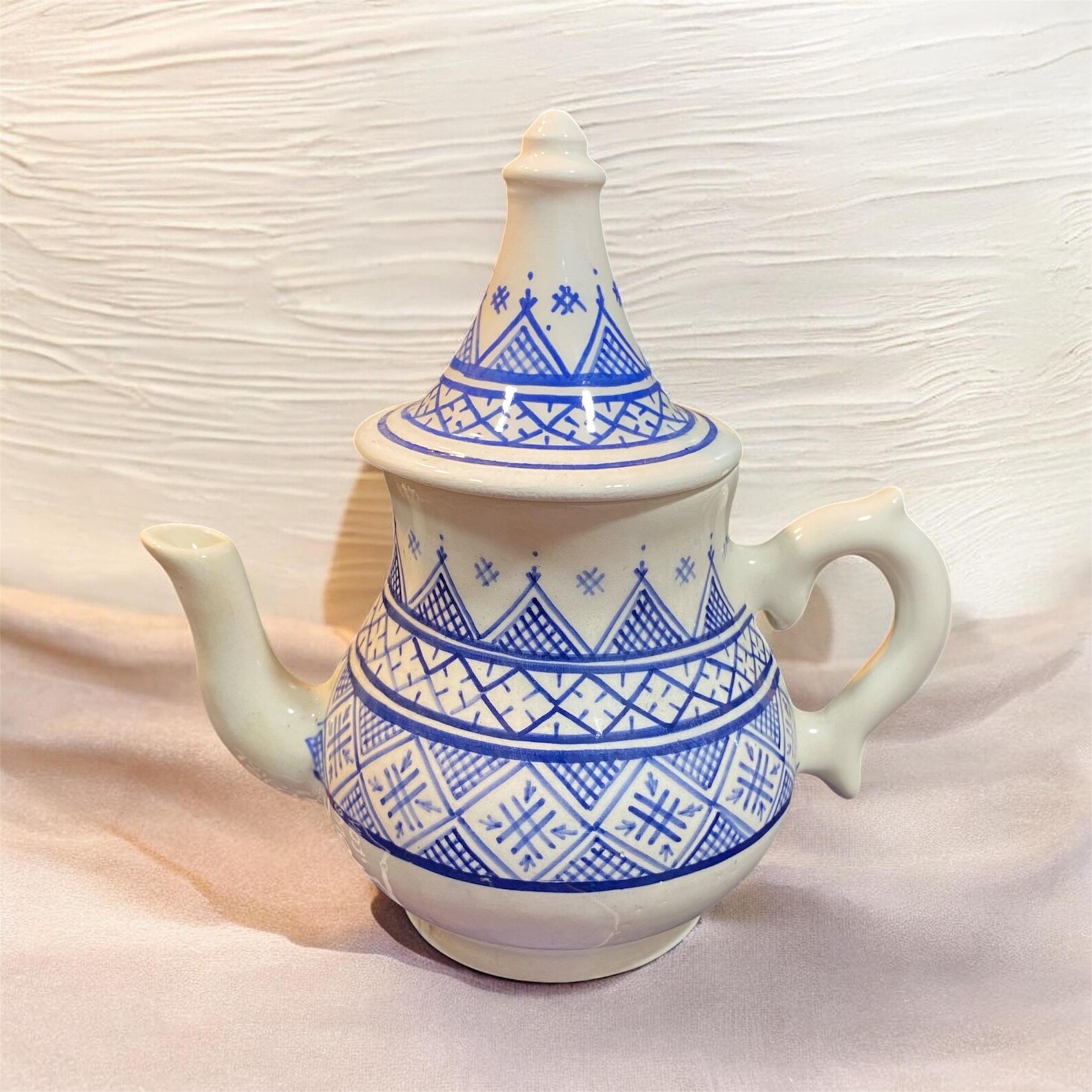 Berber Handmade Teapot Traditional Design White Ceramic Piece