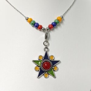 Amazigh Kabyle Beaded Stainless Steel Necklace with Customizable Pendant