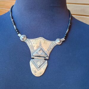 Amazigh Antique Black Silver Tribal Necklace for Everyday Jewelry Styling