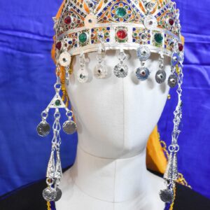 Handmade Amazigh Berber Taounza Silver Enamel Tribal Crown Headband