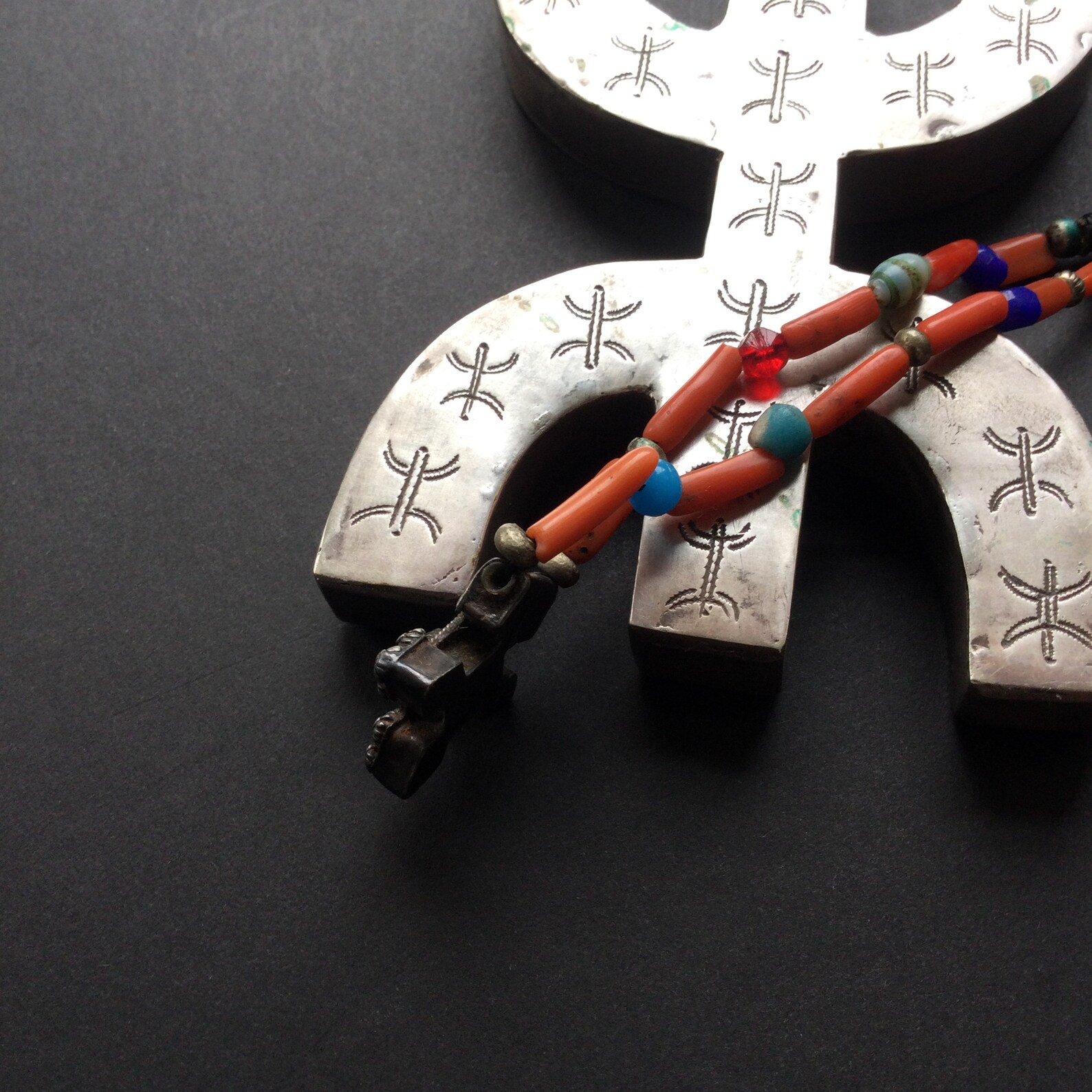 Berber MAURITANIAN CROSS old jewelry silver amulet NECKLACE