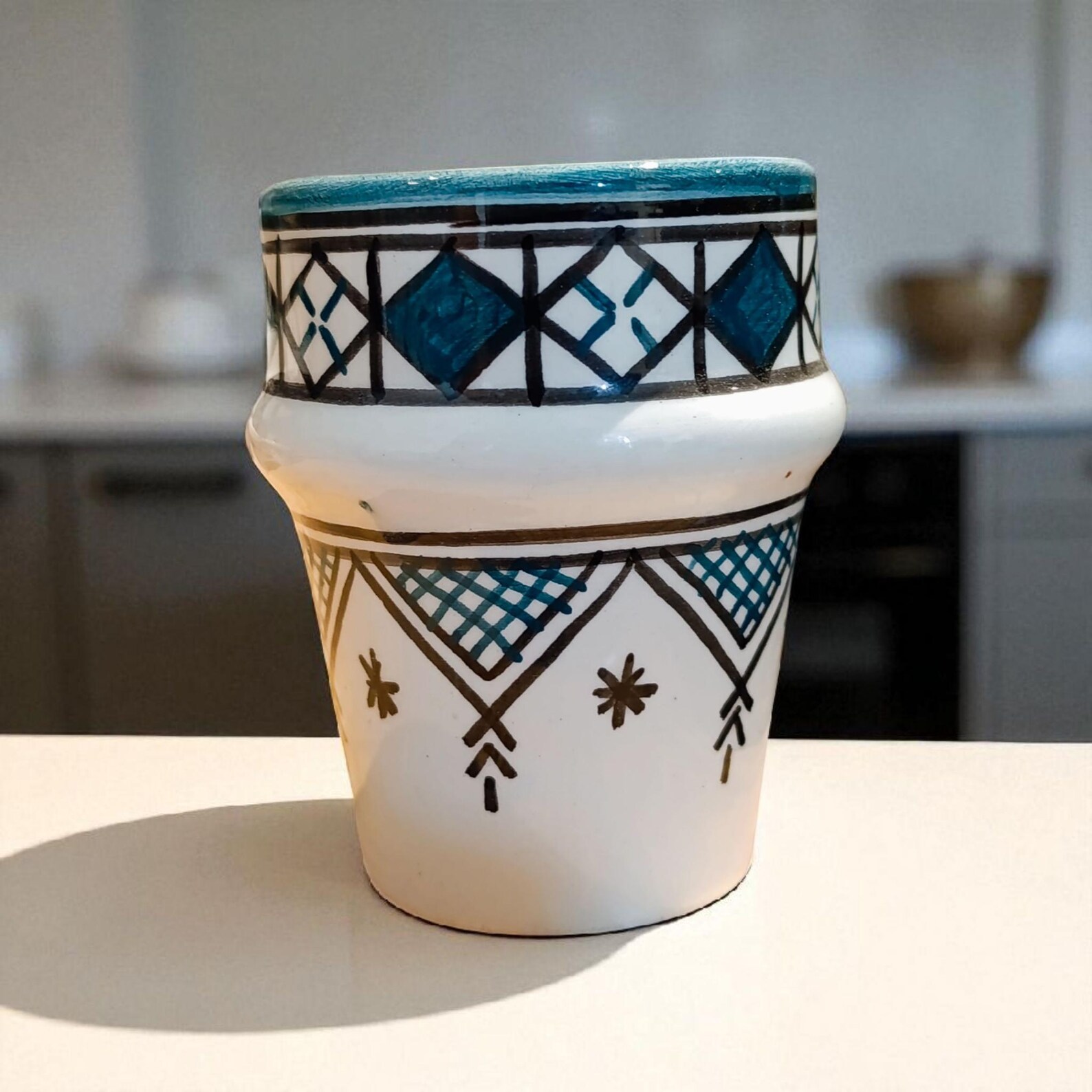 Berber Handmade Ceramic Cups Green Pottery Set Mug