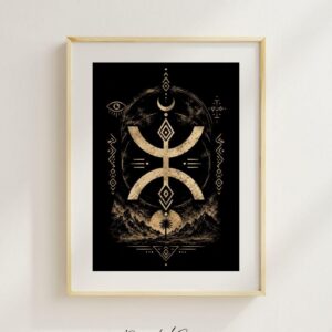 Amazigh Berber Black Gold Modern Symbol Digital Download Wall Art