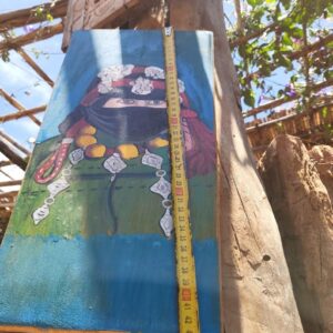 Berber Hand-Painted Woman Portrait Folk Art Wood Cultural