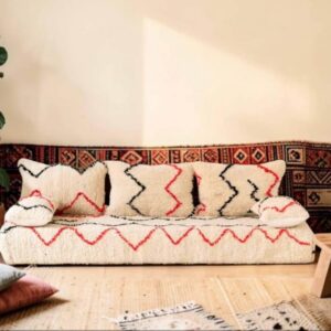 Pouf with Amazigh Wool Majlis Floor Sofa Covers and Pillowcases
