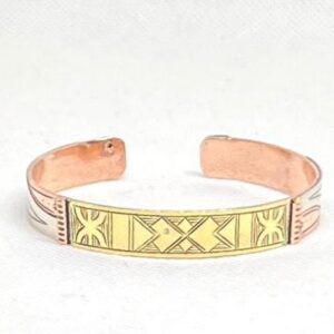 Berber Handmade Gold Brass Engraved Adjustable Symbol Bracelet