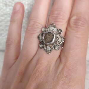 Berber Antique silver glass Morocco old flower Ring
