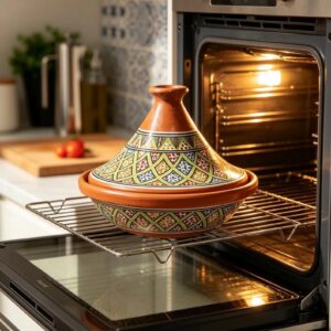 Amazigh Hand-Painted VillaVerde Flame-Proof Ceramic Cooking Tagine 30cm
