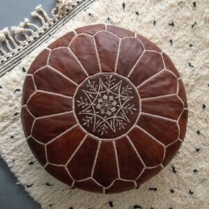 Berber Leather Pouffe Handmade Delivered stuffed Ottoman Pouf