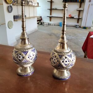 Amazigh White Metal Pottery Perfume Sprayer Set of Two Dispenser