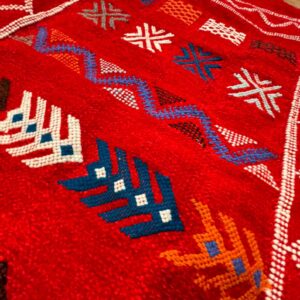 Berber Handmade Cashmere Red Culture Carpet Traditional Rug
