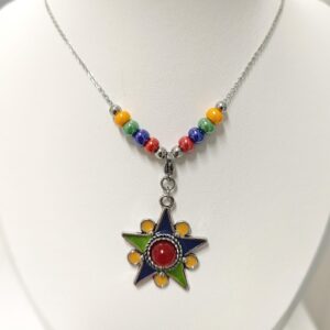 Amazigh Kabyle Beaded Stainless Steel Necklace with Customizable Pendant