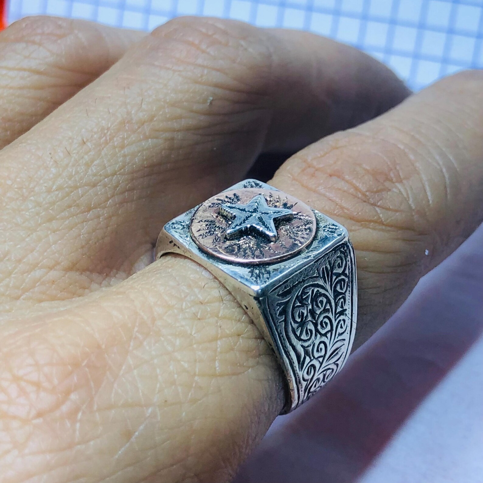 Handmade Berber Tuareg Engraved 925 Sterling Silver Adjustable Ring