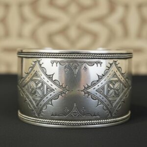 Berber Silver Cuff Handmade Traditional Engraved Wide Bracelet