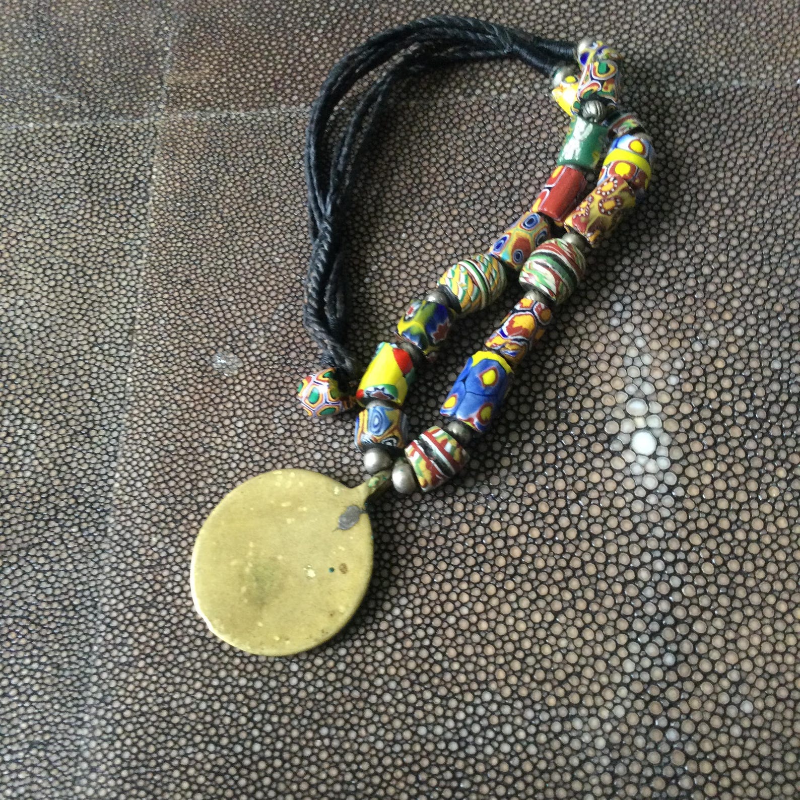 Berber Ida ou Semlal Silver Pendant Beaded Necklace