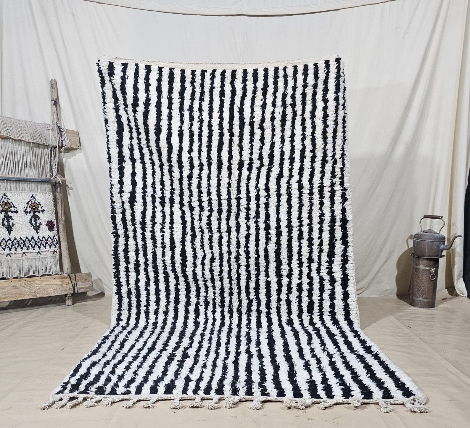 Berber Handwoven Maroccan Authentic Wool Carpet Geometric Rug