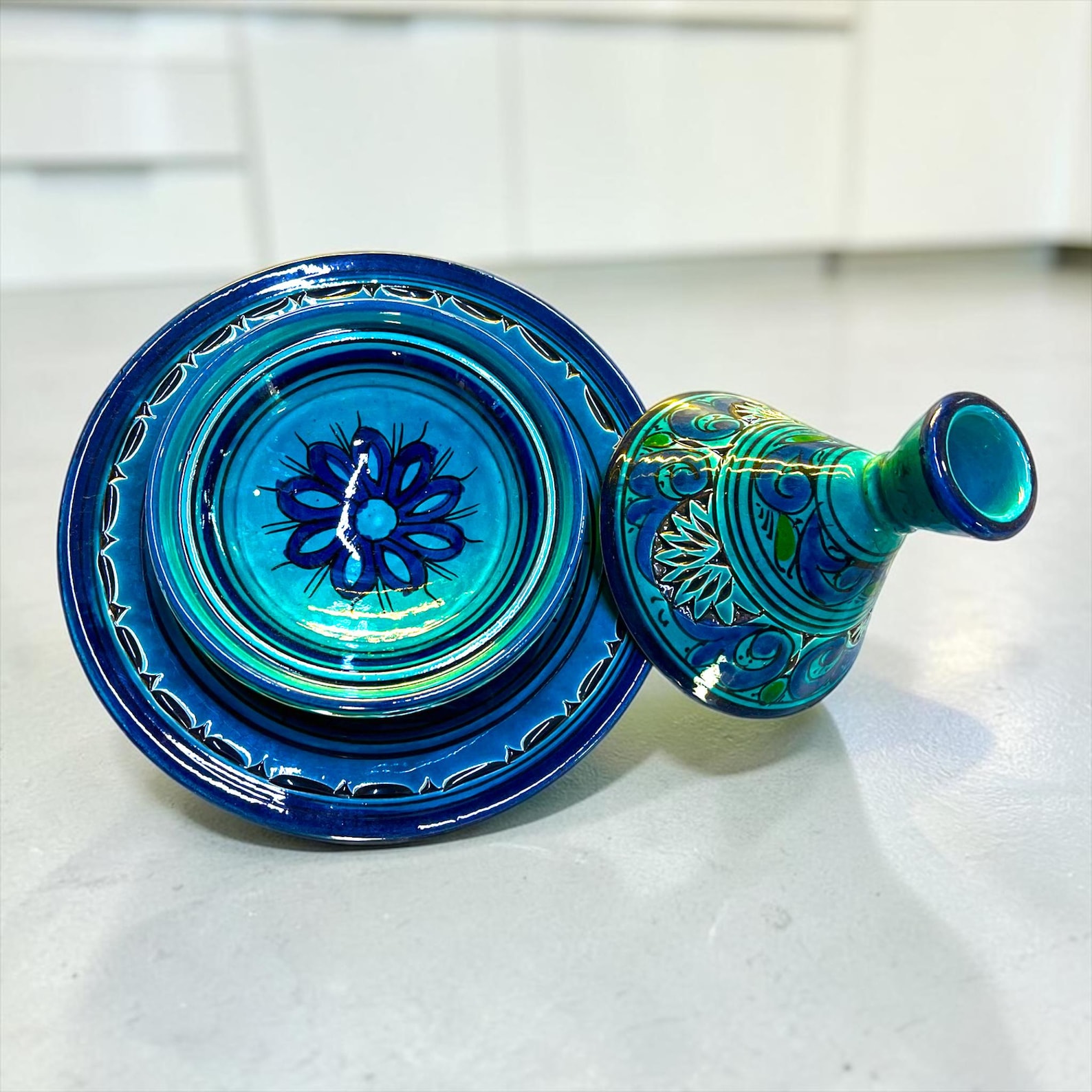 Amazigh Handmade Ceramic Plate Mini Traditional Tagine Set