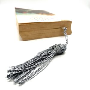 Amazigh Handmade Silver-Tone Hamsa Metal Bookmark with Silk Tassel