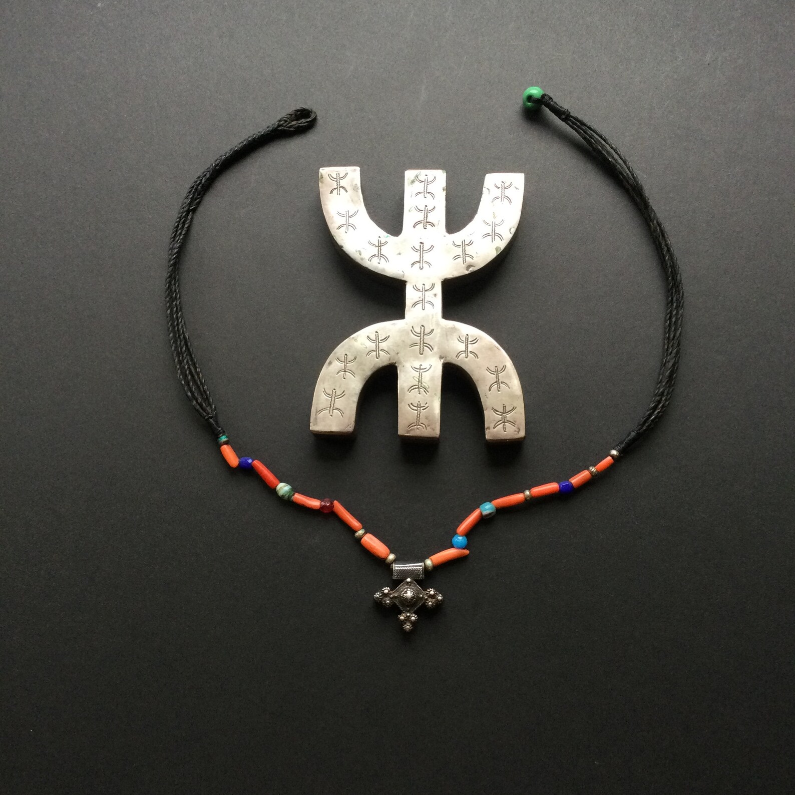 Berber MAURITANIAN CROSS old jewelry silver amulet NECKLACE