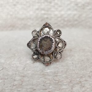 Berber Antique silver glass Morocco old flower Ring