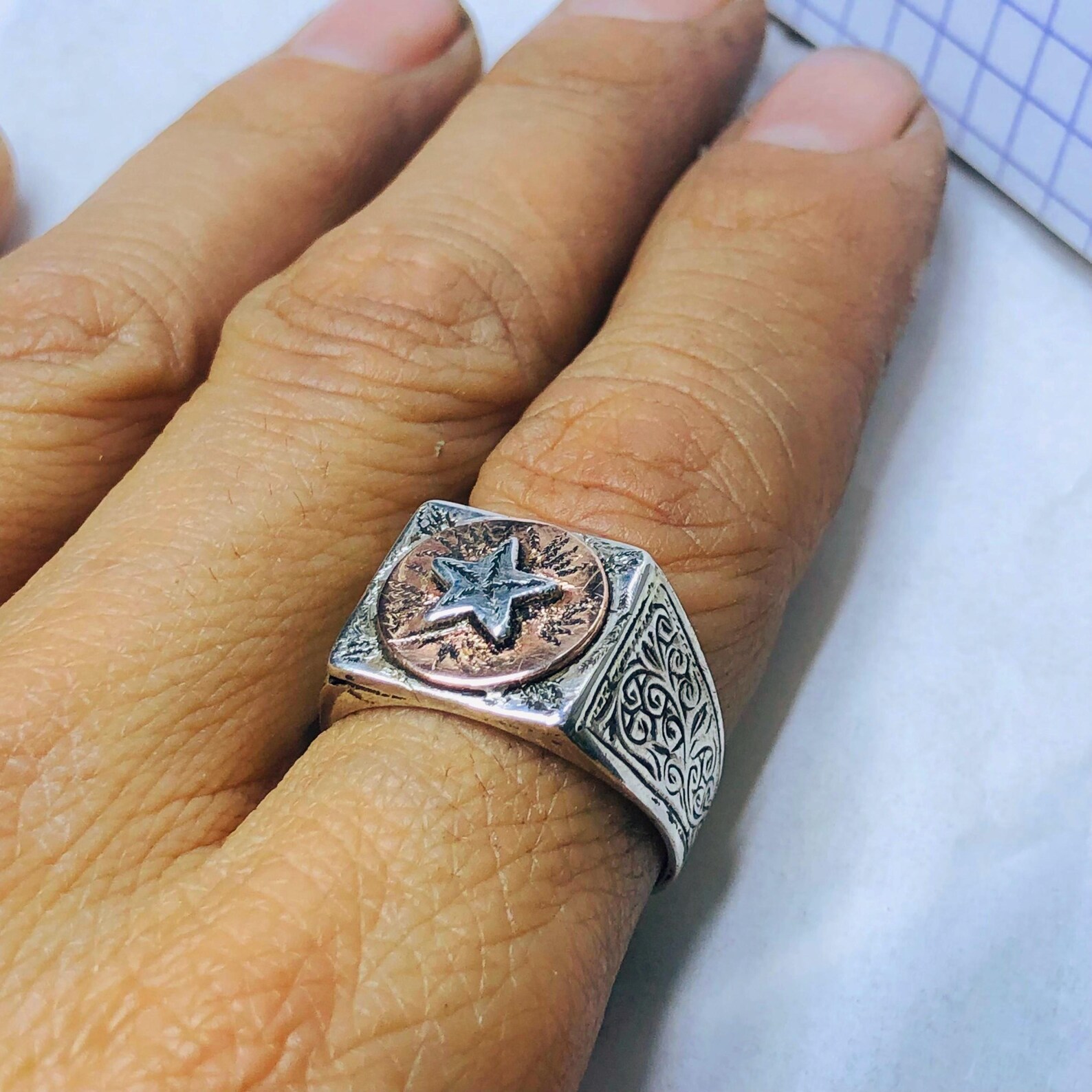 Handmade Berber Tuareg Engraved 925 Sterling Silver Adjustable Ring