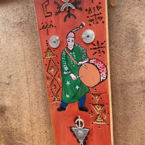 Berber Hand-Painted Wooden Musician Drum Wall Art Decor