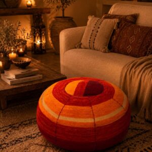 Berber Handmade Colorful Round Boho Floor Cushion Pouf
