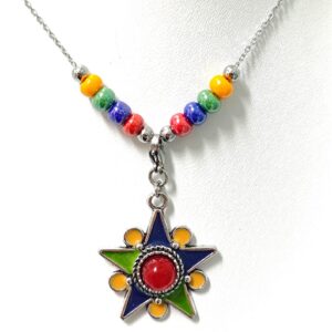 Amazigh Kabyle Beaded Stainless Steel Necklace with Customizable Pendant