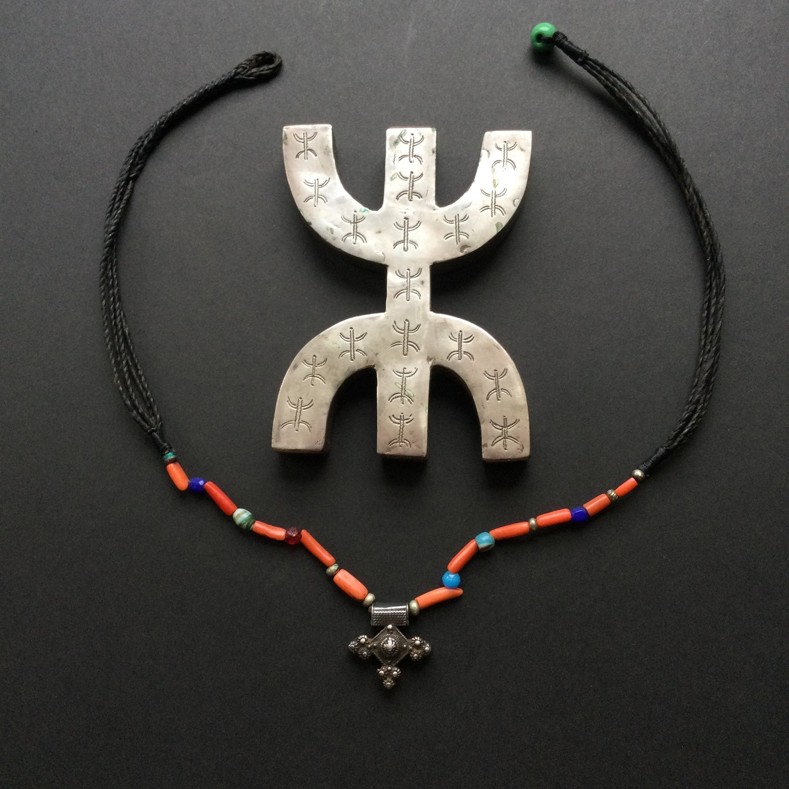 Berber MAURITANIAN CROSS old jewelry silver amulet NECKLACE