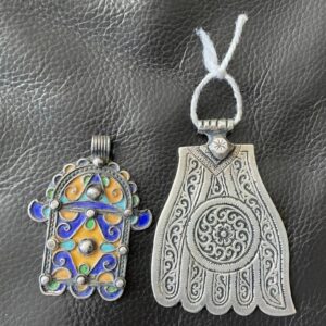 Berber Antique Vintage Silver HAMZA Pendants Big Necklace