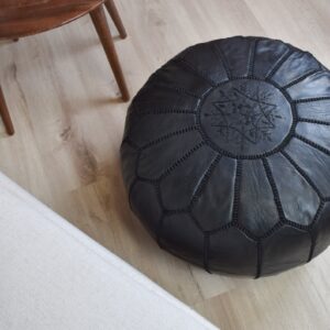 Berber Leather Pouffe Handcrafted Delivered stuffed Ottoman Pouf