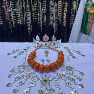 Berber Bridal Jewelry Set Silver Tiara Necklace Earrings