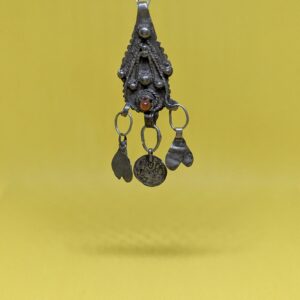Berber Pendant • Silver-Tone • Carnelian Stone Amulet • • North Necklace