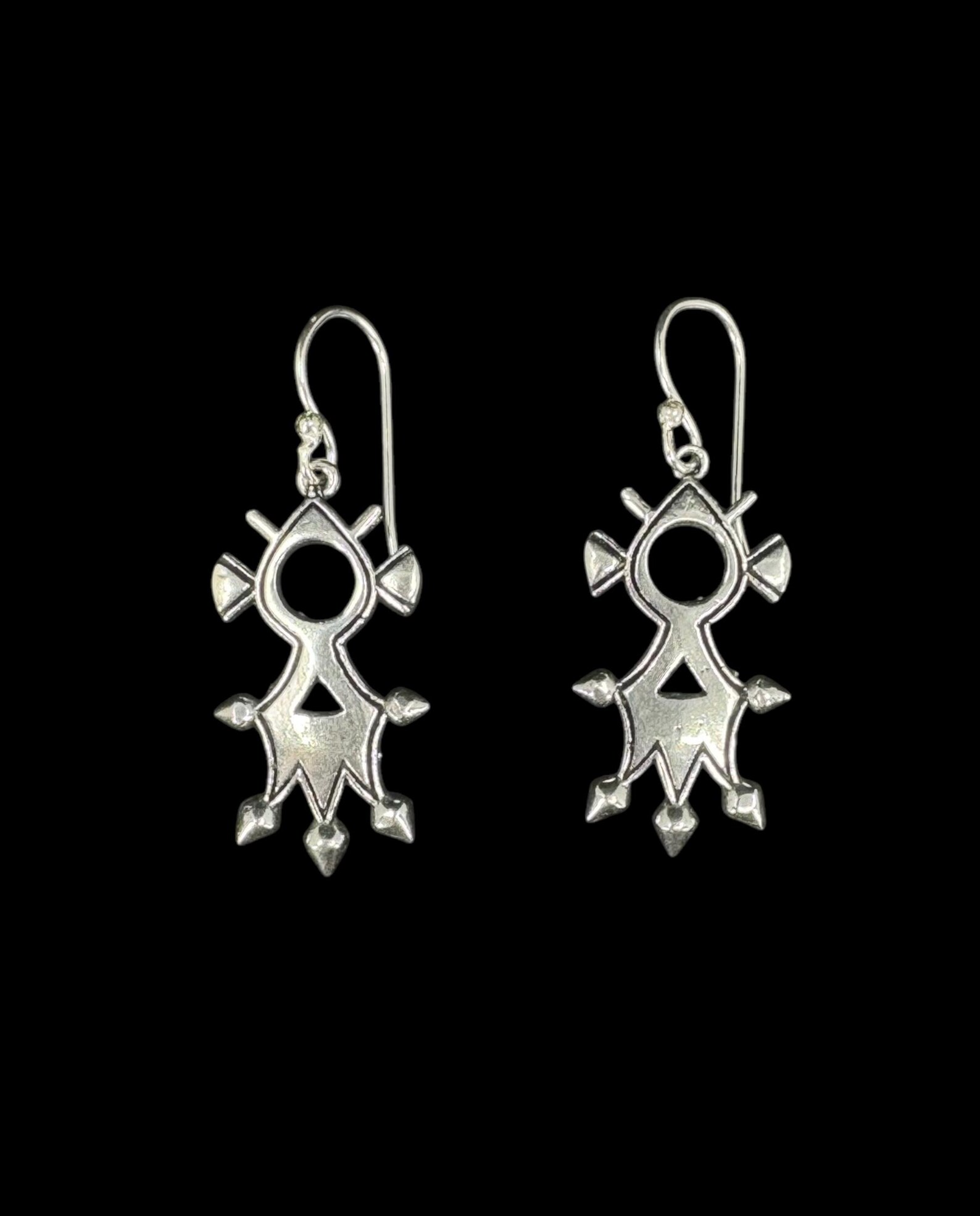 Amazigh Stylized Cross Silver Plated Berbères Earrings Symbol