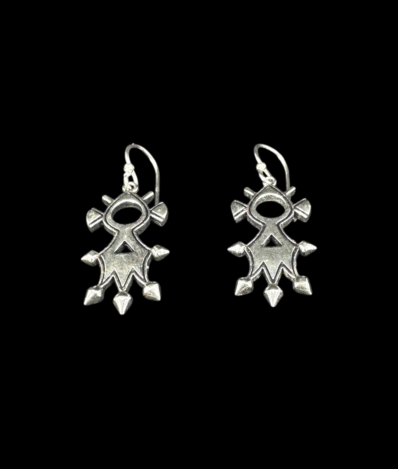 Amazigh Stylized Cross Silver Plated Berbères Earrings Symbol