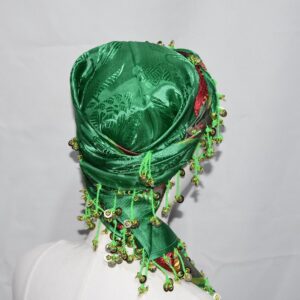 Berber Headdress Head Coin Trim Yellow Green Scarf