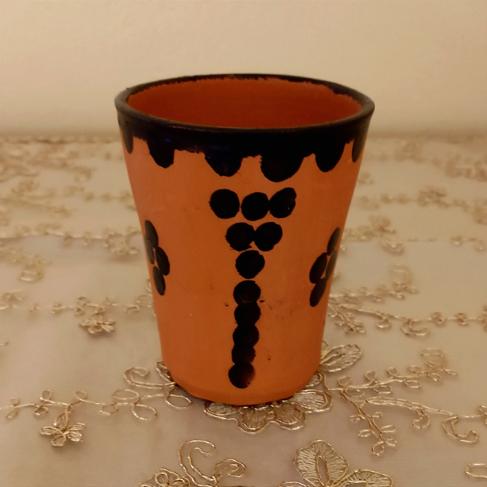 Amazigh Red Clay Ceramic Mug Traditional Kitchen Dining Cup