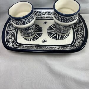 Amazigh serving table dark blue set water Tagine