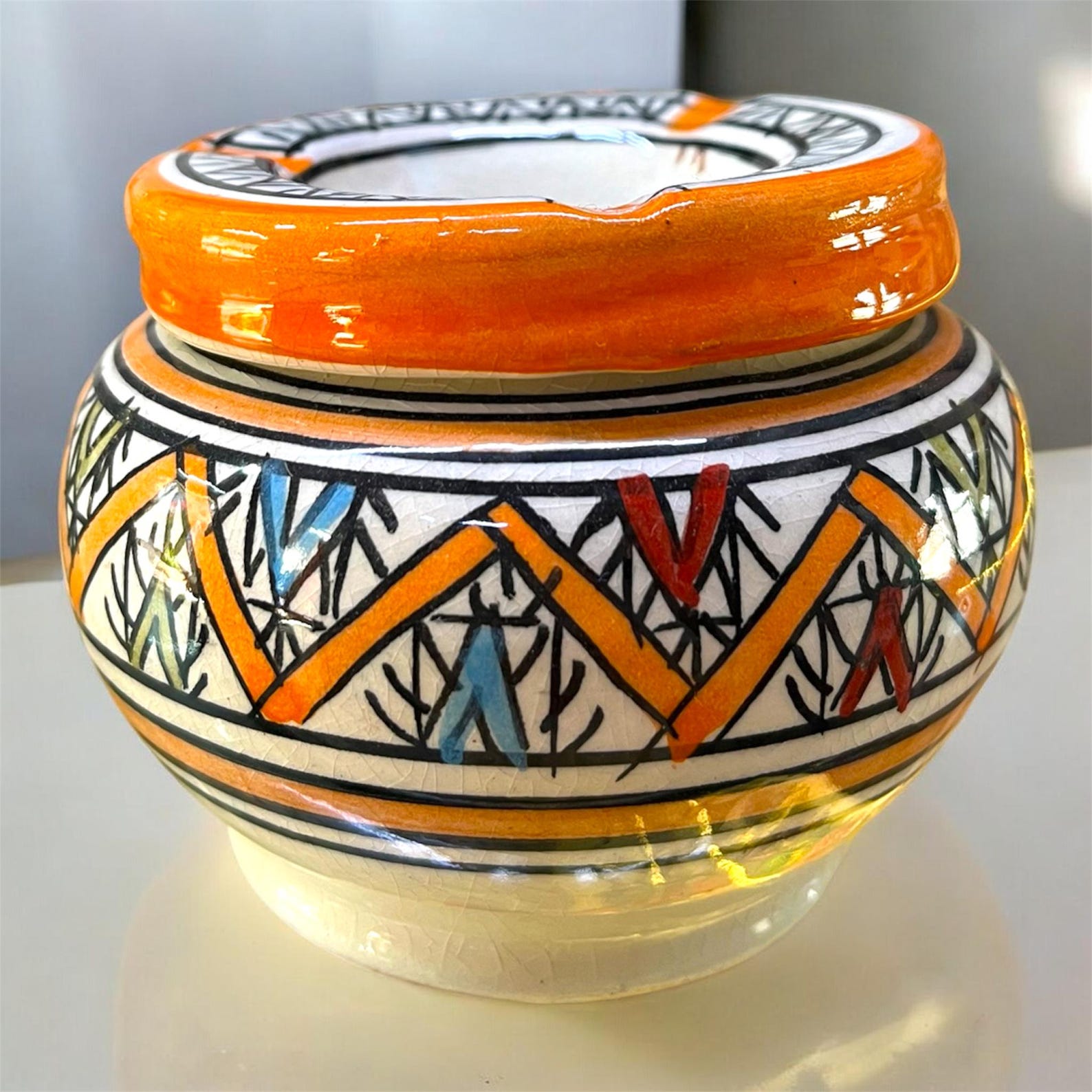 Amazigh Handmade Ashtray Hand Painted Pottery Ceramic Piece