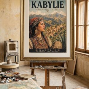 Vintage Kabyle Berber Travel Poster Amazigh Algeria Wall Art