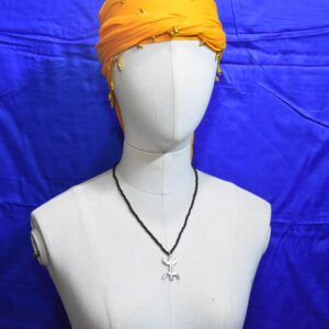 Amazigh Berber Tifinagh Yaz Symbol Silver Pendant Black Bead Necklace