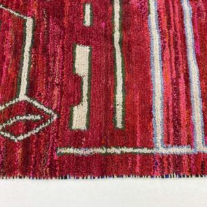 Berber Handwoven Red Wool Geometric Tribal Area Rug