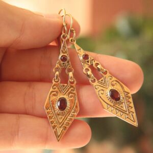 Berber Tuareg Labradorite or Garnet Gemstone Boho Earrings