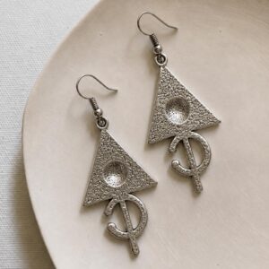 Berber Triangle Dangle Earrings Silver Tone Tribal Jewelry