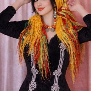 Berber Handmade Traditional Qṭib Head Wrap Cream Scarf