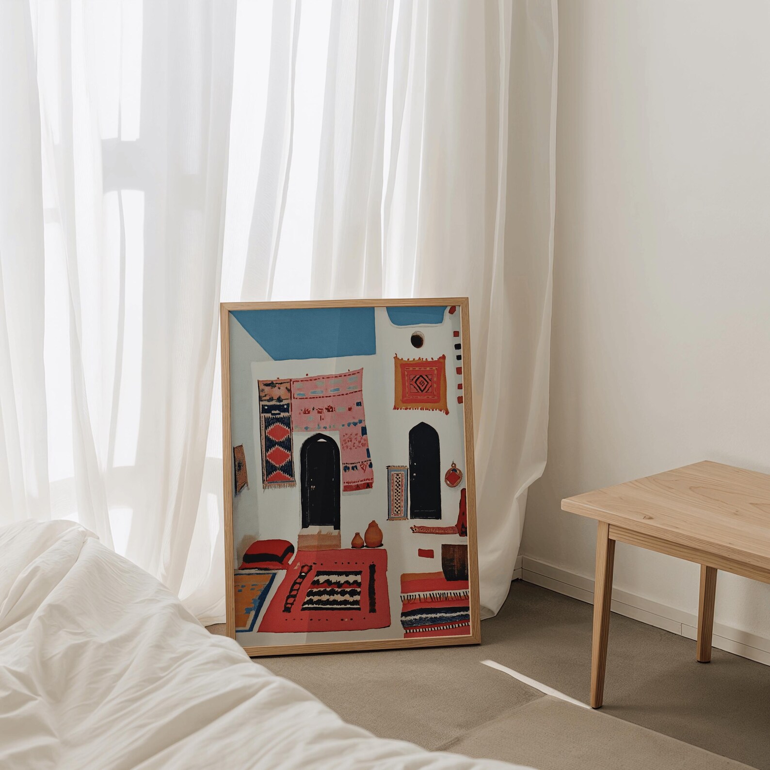 Amazigh Vintage Rug Textile Scene Vertical Wall Art Print
