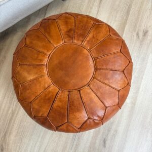 Berber Premium XL Leather Pouffe Handmade Footstool Pouf