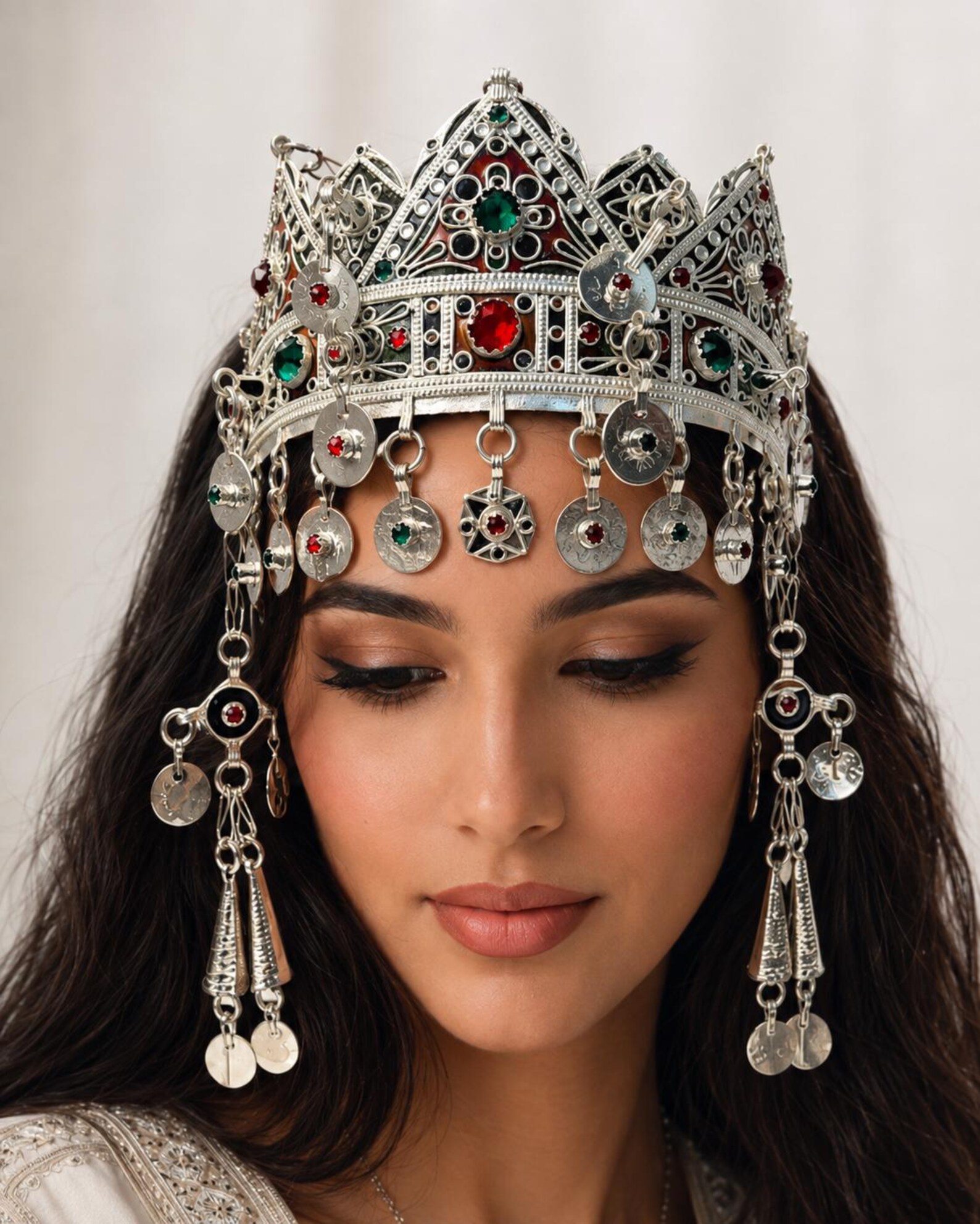 Berber Bridal Crown Wedding Headpiece Silver Tribal Headband